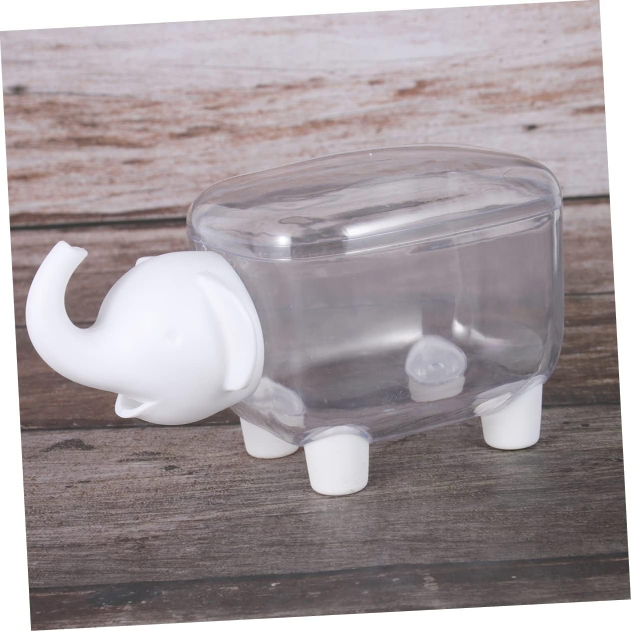 Elephant Shaped Plastic Storage Box with Lid, White Decorative Organizer image 5