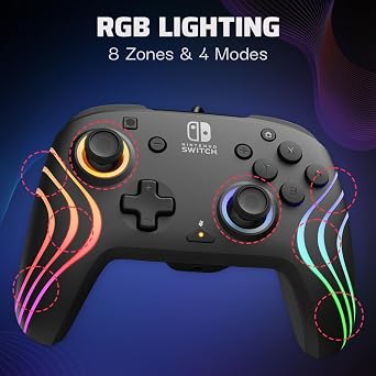 PDP Nintendo Switch Afterglow Wave- Wired- Black