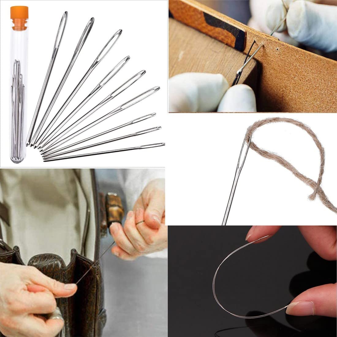 DIY Naaiset voor imitatieleer met koperen handvat en priem - Complete naaldenset voor het