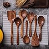 Wooden Non-Stick Kitchen Pan Toolset 7 Pieces Set, Natural Kitchen Utensils Spatula, Wooden Cooking Utensils Spoons, Fried Spatula and Salad Fork #4