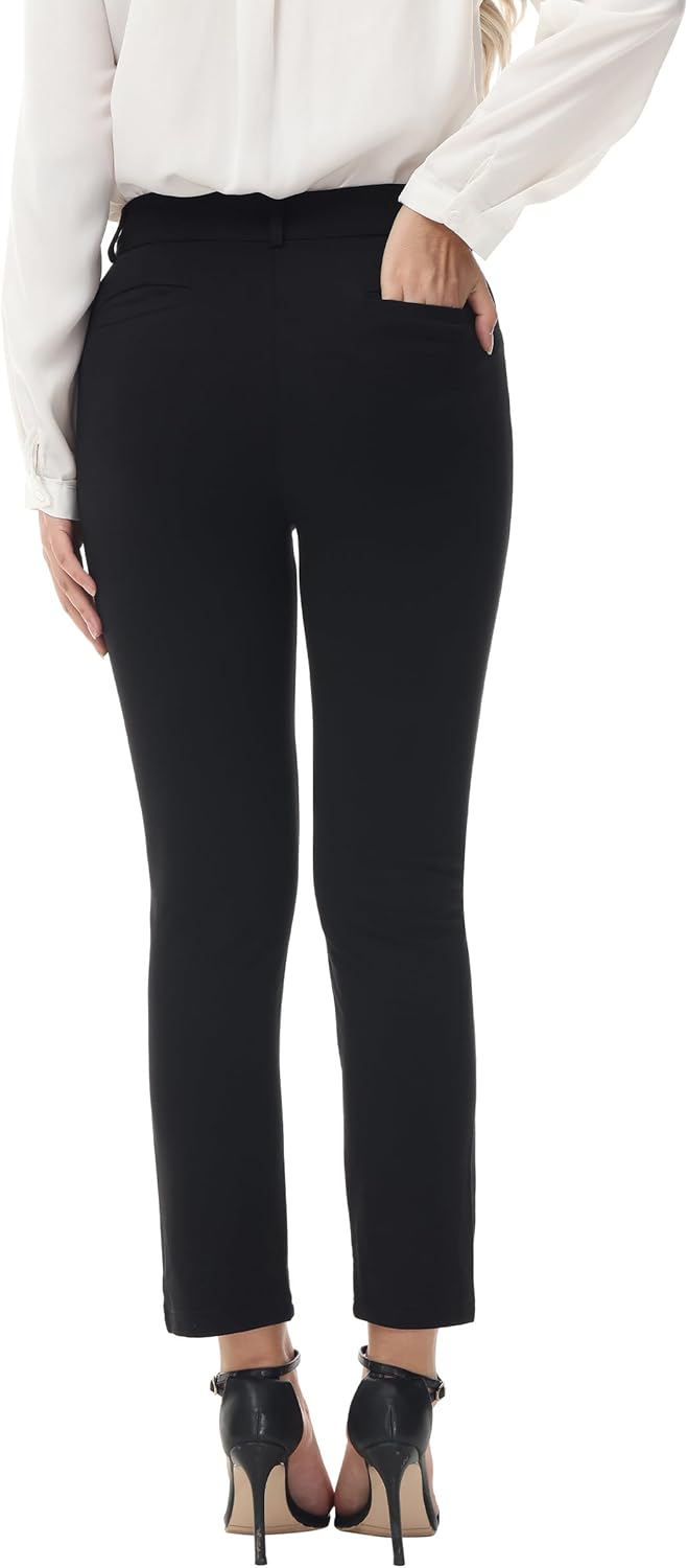ZTN Women's Stretchy Slim Straight Leg Pull-on Dress Yoga Pants with 4 Pockets Slacks for Office Work Business Casual Golf - Image 4