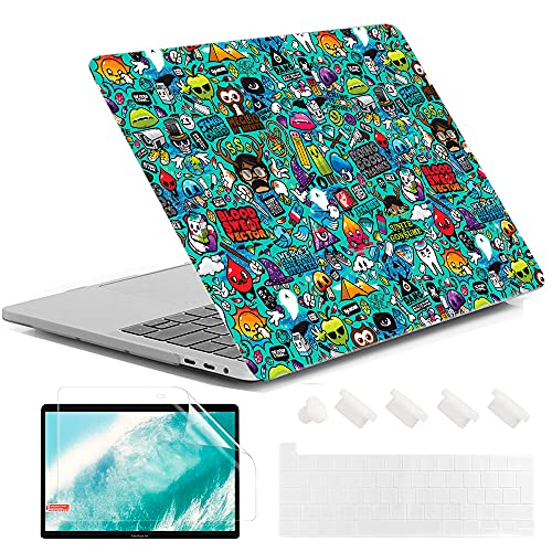 MUSHUI 4 in 1 Hülle für MacBook Pro 13 Zoll 2020 - 2016 Release A2338 M1 A2289 A2251 A2159 A1989 A1706 A1708, Weiche & strapazierfähige Kunststoff Schutzhülle für Apple Mac Pro 13", Pintada 3 Cover