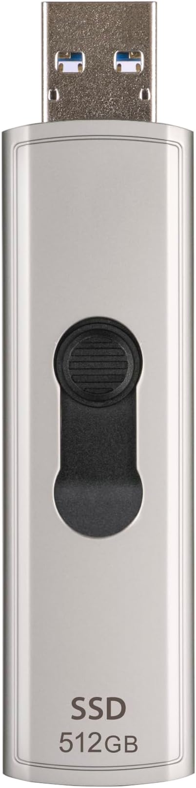 Transcend 512GB External SSD, USB 3.2 Gen2, Up to 1,050MB/s, Portable SSD with Type A, Retractable Connector Metal Case, for Notebook, Desktop, Smart TV, Silver