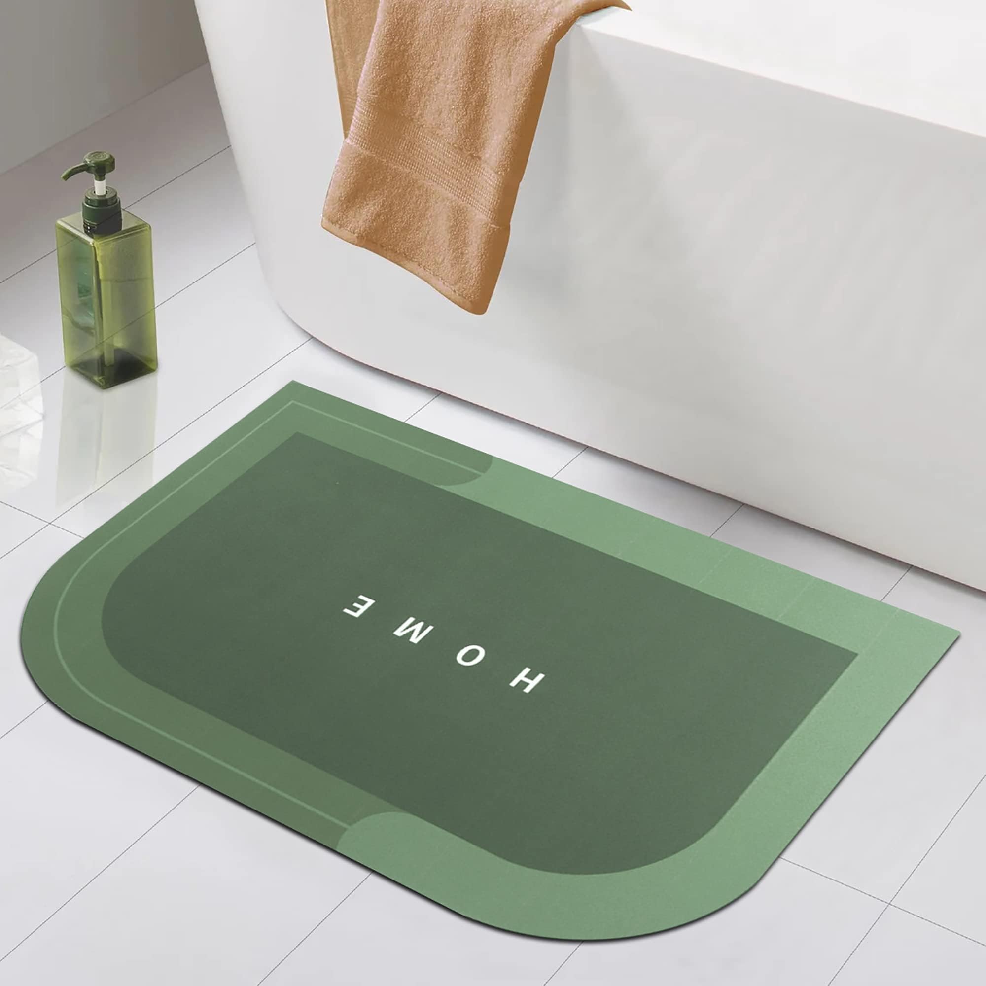 Story@Home Door Mat Set of 1, Anti-Skid Nappa Leather Bathroom mats Water soak, 60 x 40 cm, Green Solid Design, Best Kitchen Accessories Items for Home & Bathroom, Perfect Home Decor Items for Hall