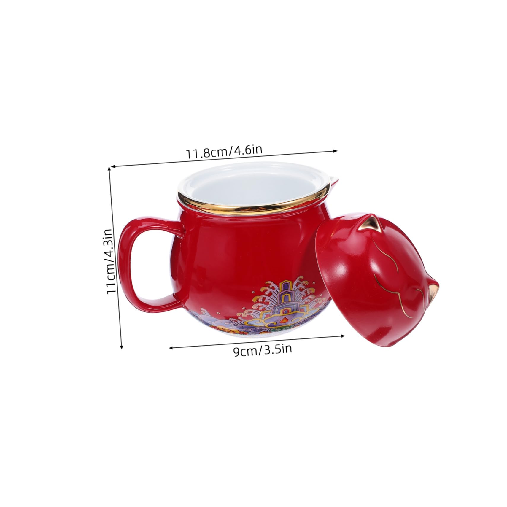 Hemobllo Service à Thé Portable Céramique Motif Chat Théière et Tasses pour Bureau Voyage et Pique Design Créatif et Transportable