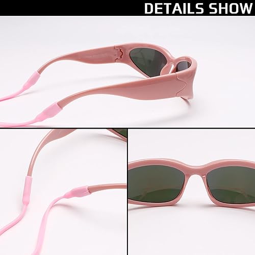 Miniatura 5 de Lentes de sol para niños con correa envolvente para niños y niñas, lentes de sol ovalados para niños y niñas, de 4 a 12 años