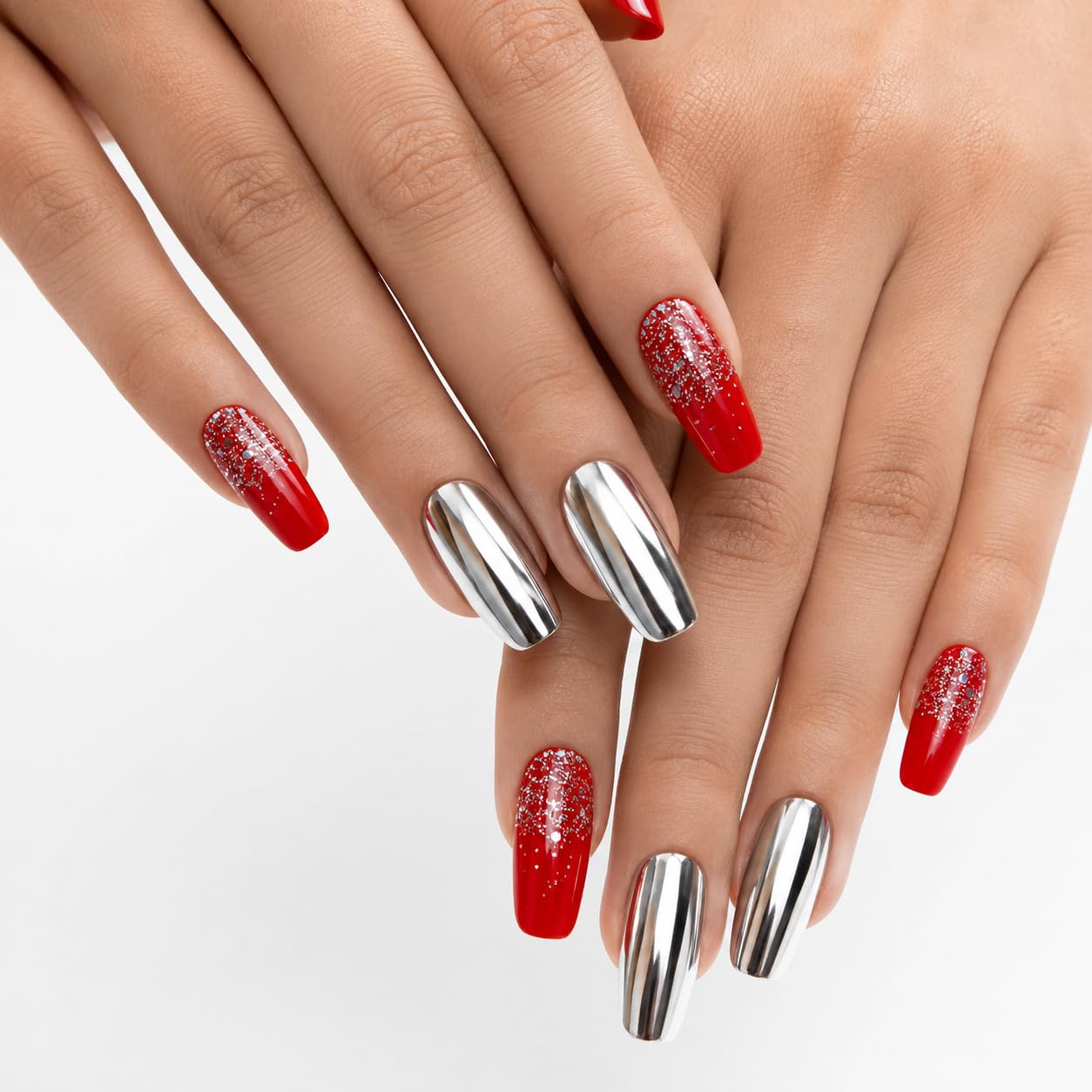 Press On Nails for Women Reusable Artificial Fake Nails with Adhesive Tabs