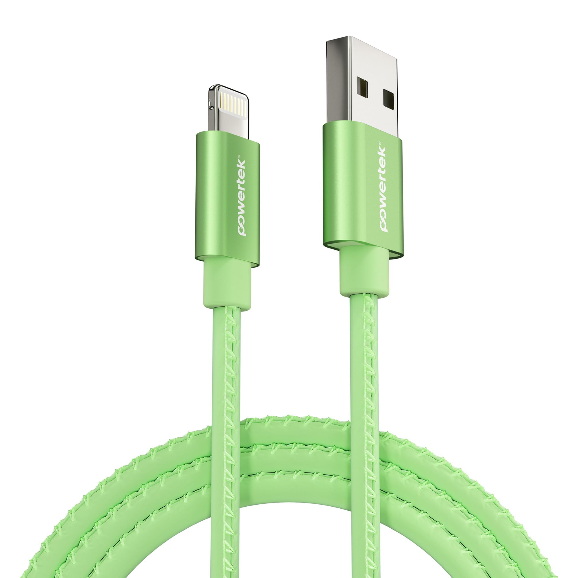 LIQUIPEL Powertek Glow MFi Certified Charger Compatible for Apple iPhone, iPad, 5ft Cable, Lightning to USB Cable Cord, Fast Charging Lightning Cable