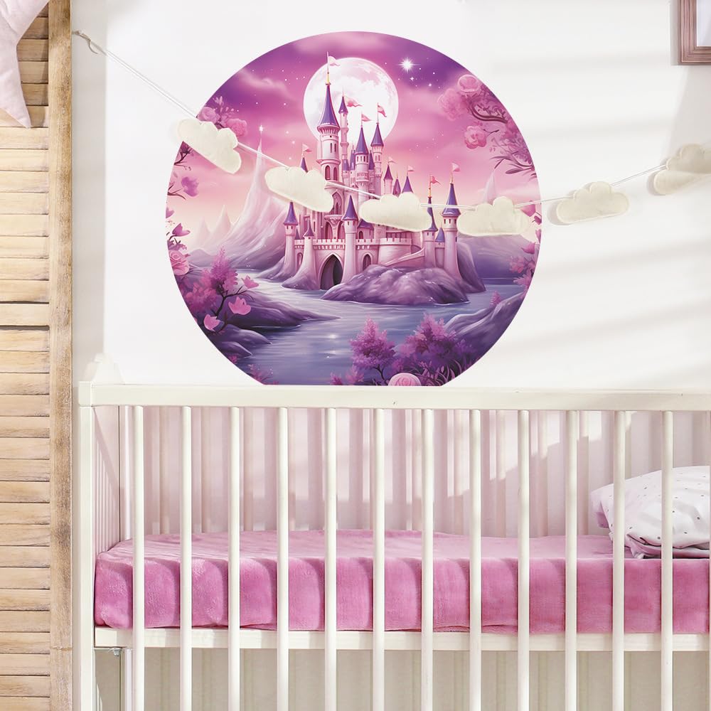 HGDESIGN® Wall Sticker Fairy Elf Moon Castle Girl Flowers Wall Sticker Wall Picture Nursery Baby Room Bedroom Child Baby Girl Wall Decoration (B) - Image 3