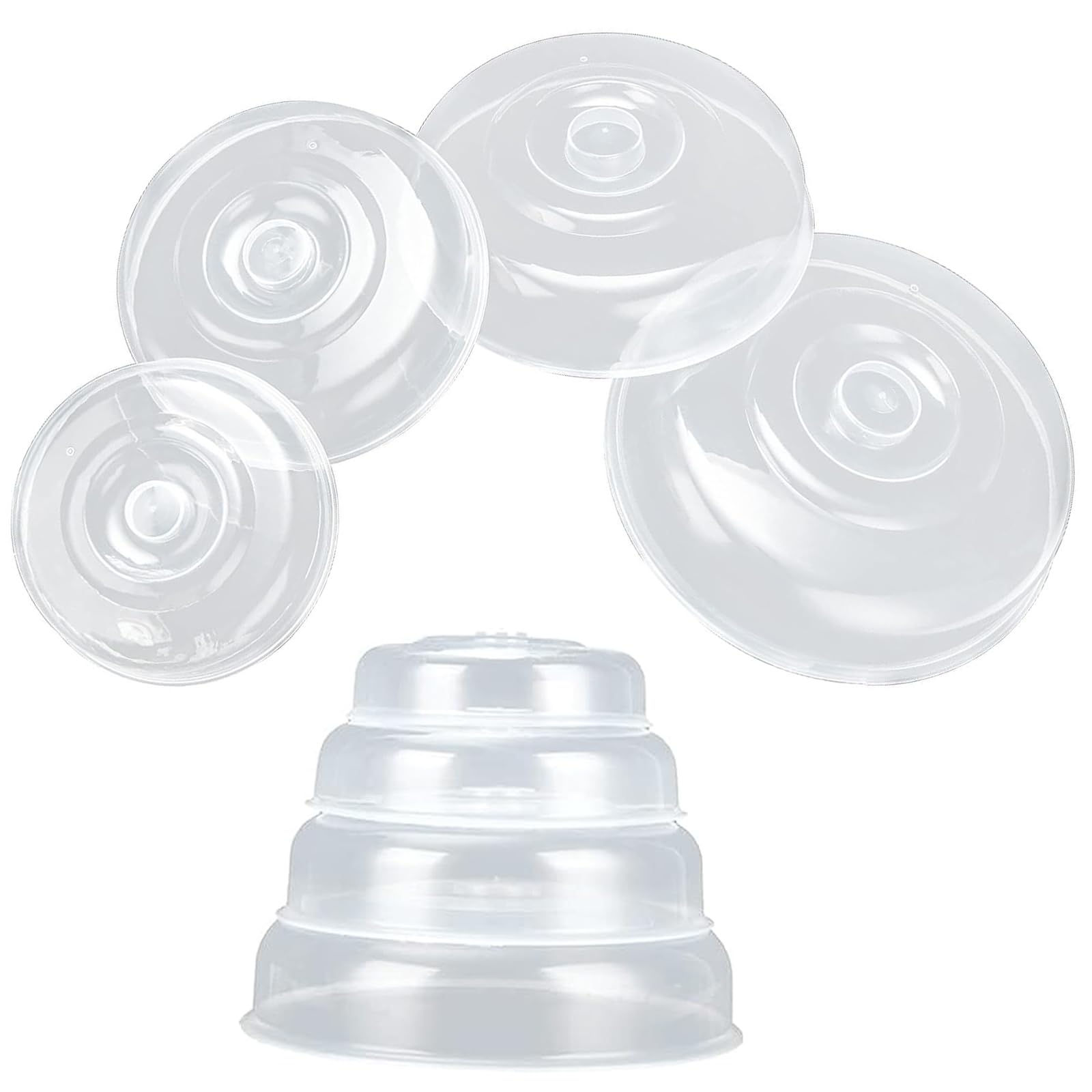 HAKZEON Set of 8 Microwave Food Cover, 4 Sizes Plastic Plate Covers with Steam Vent Hole, Dish Covers Splatter Guard for Food Heating and Preservation, 14/17/20/23cm