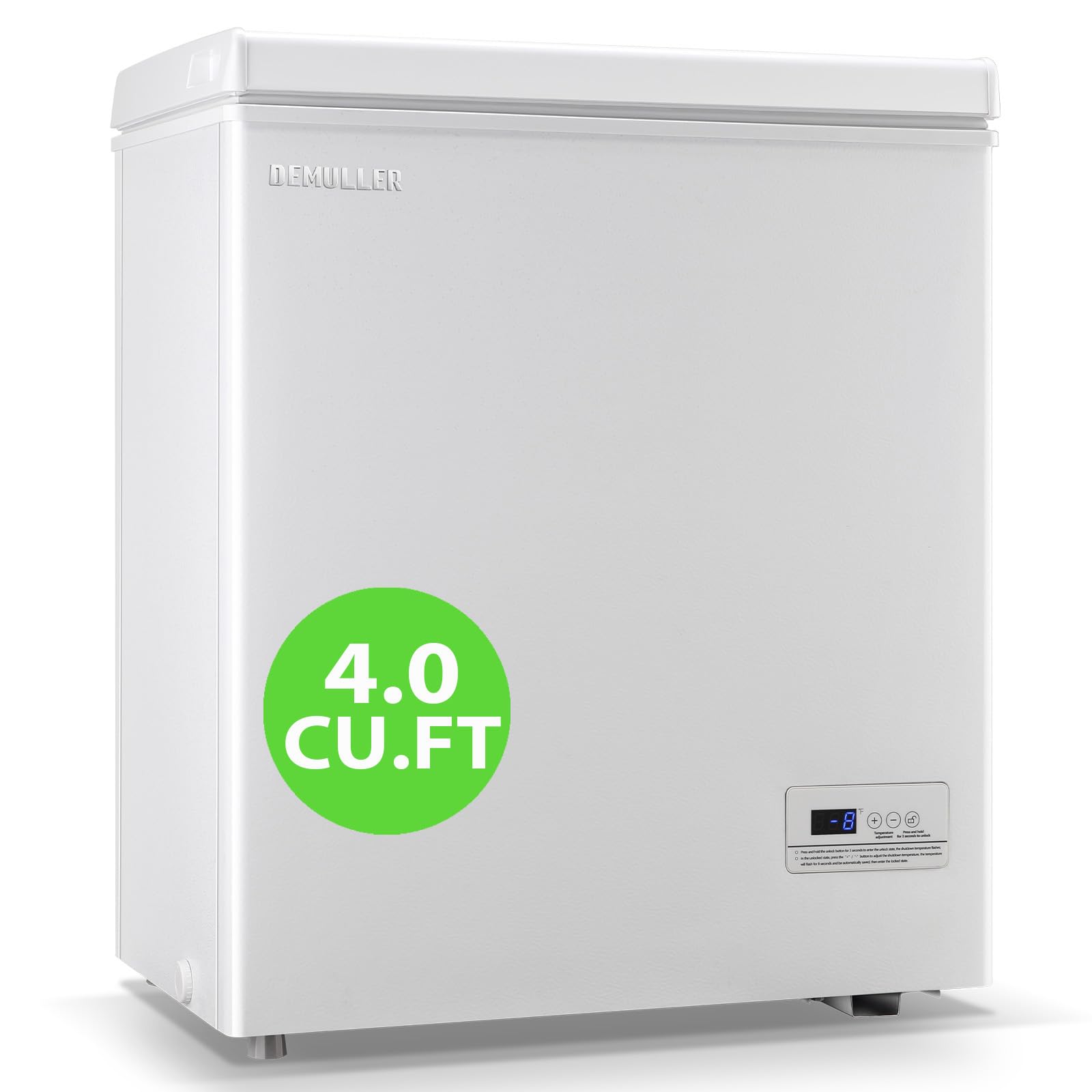 Demuller 4.0 Cu.Ft Compact Chest Freezer With Two Baskets Mini Deep Freezers With Electronic Panel White on Fridge.com - View 1
