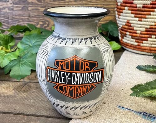 Authentic Native American Hand Etched & Painted Clay Pottery for Collector, Southwest or Western Decor and Gifts. (8" Etched Vase 3bc138)
