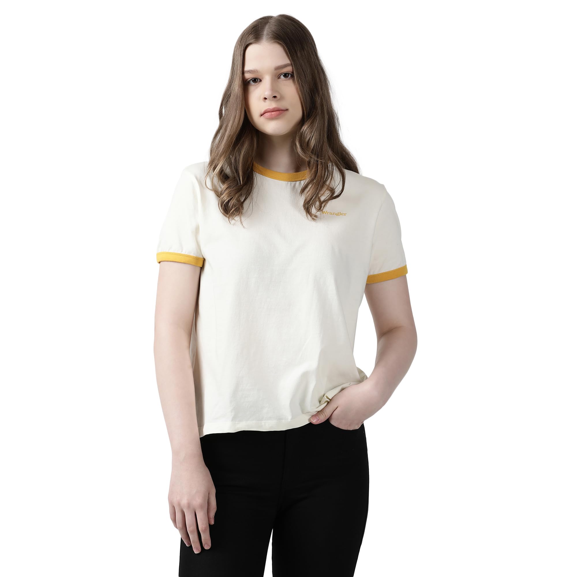Wrangler Women's Graphic Print Crew Neck Relaxed Fit T-Shirt in multi