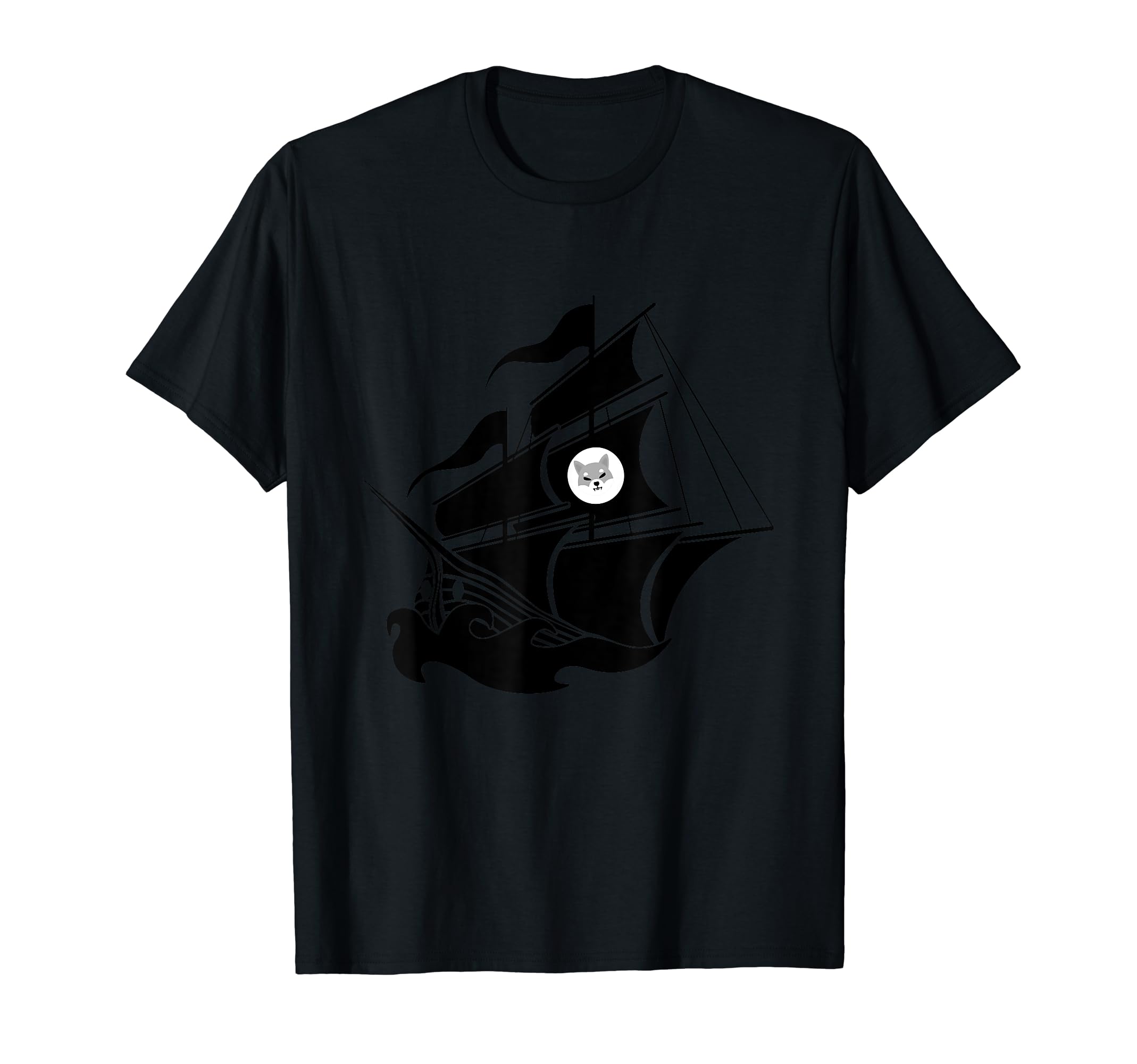 Shiba Inu Pirate Funny Ship Blockchain HODL Digital Currency T-Shirt, Black