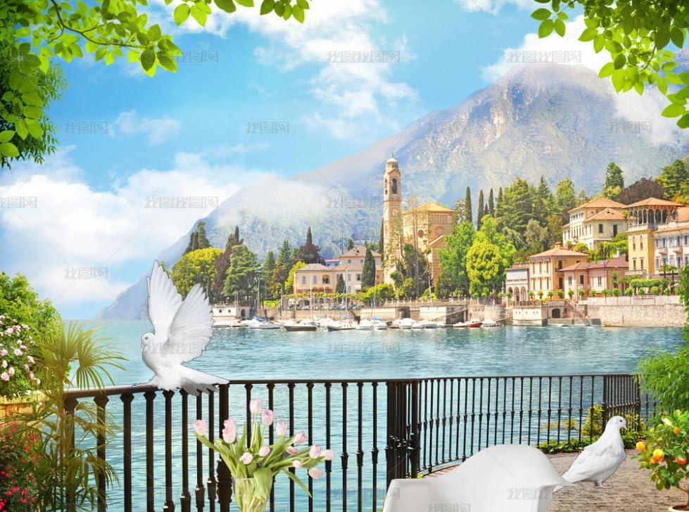 Poster géant mural paysage de lac et château pour créer un havre de paix dans votre chambre