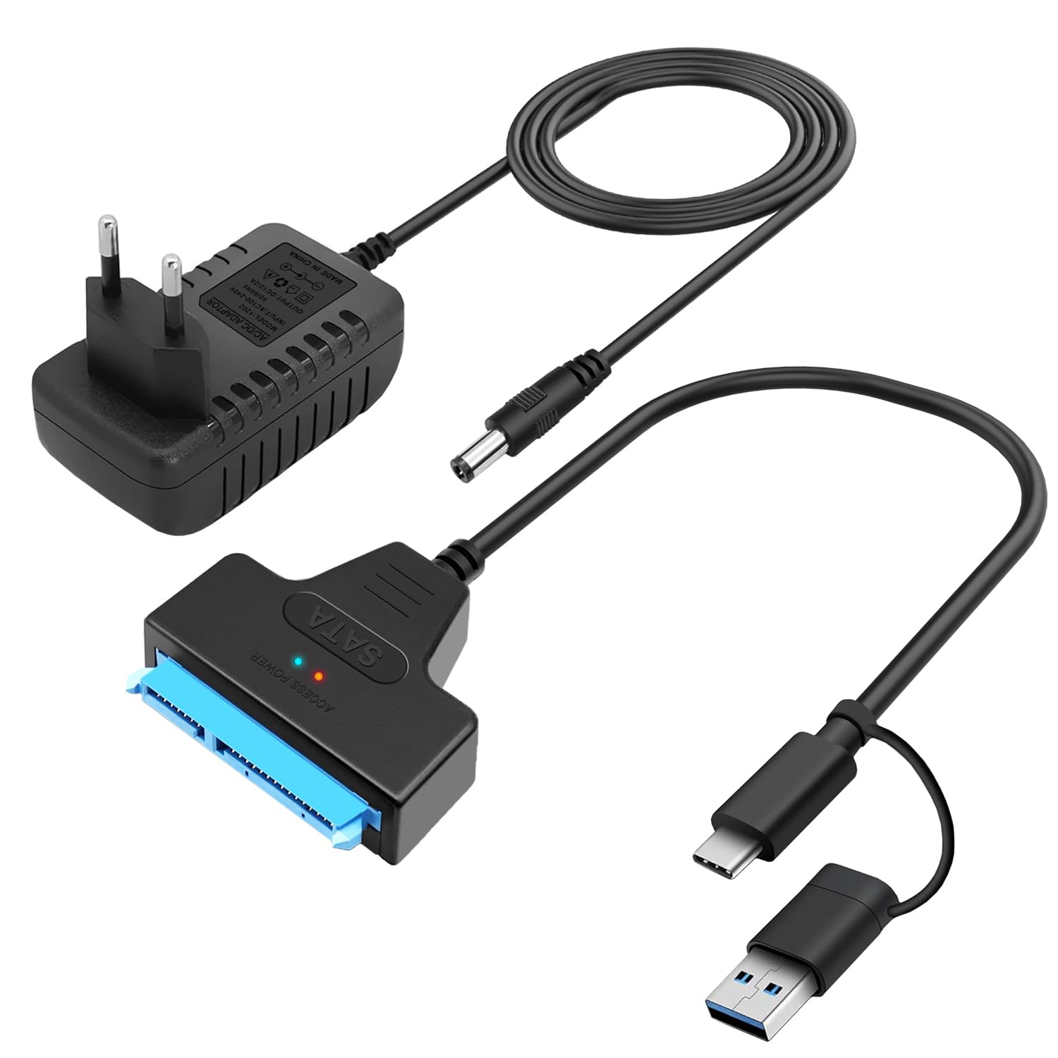 Adattatore USB 2.0 A IDE/SATA Per Hard Disk 2.5 E 3.5 – Convertitore Con Alimentatore