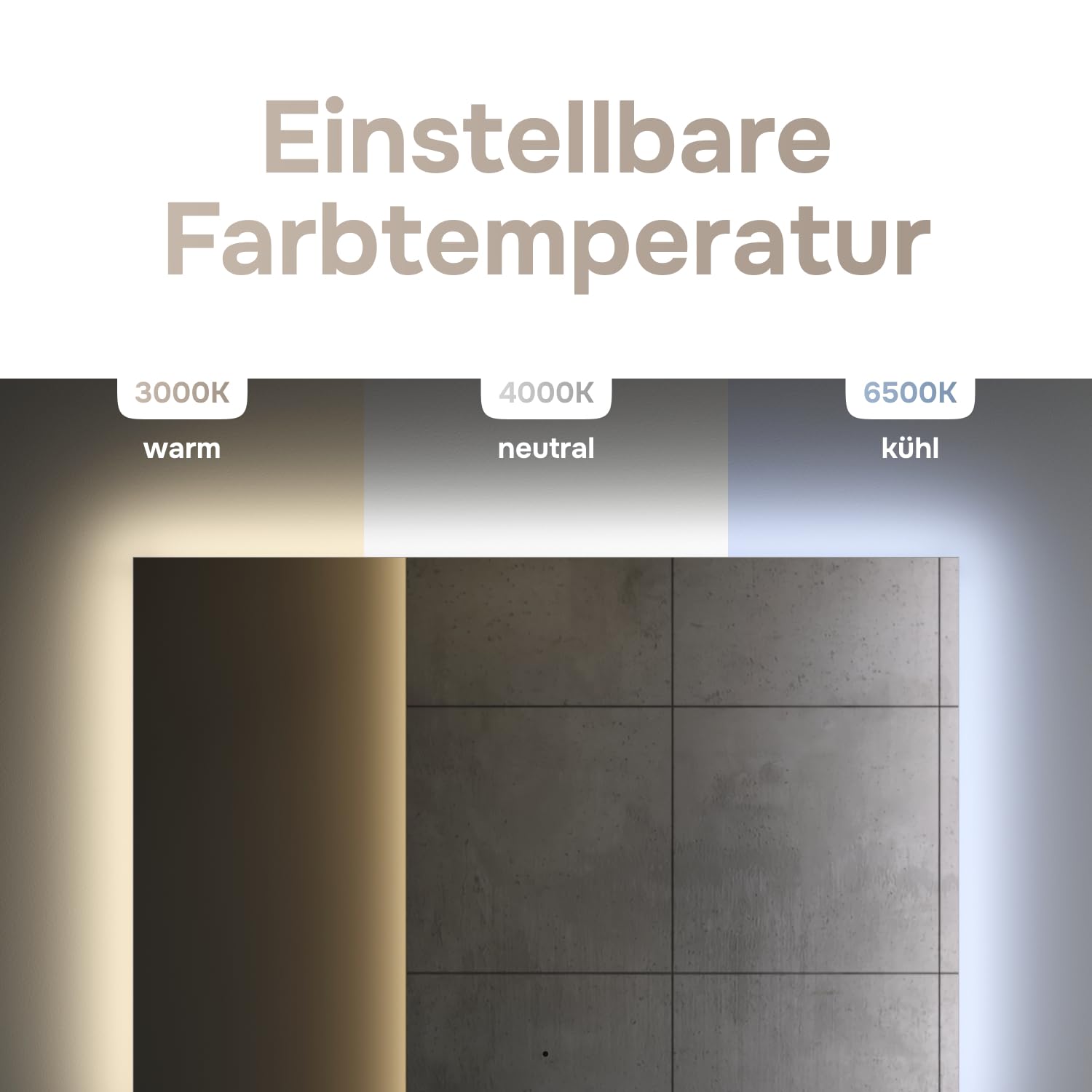 AM.PM Hit – Miroir Salle de Bain LED 100 x 70 cm | Miroir Mural Rectangulaire sans Cadre avec Éclairage | Lumineux Dimmable 3 Couleurs | Capteur sans Contact & Anti-Buée | Lumière Intégrée | Argenté