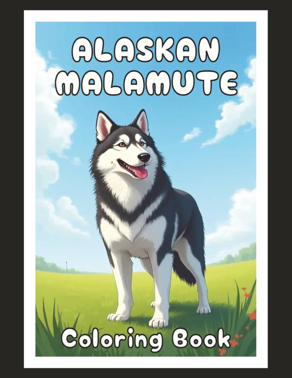 Alaskan Malamute Coloring Book: Realistic Dog & Puppy Picture Pages with 60 Lined Drawings of Doggy Outdoor Adventures in Park, Mountain, City, Lake, ... Scenes + More | Art Gift for Kids and Adults
