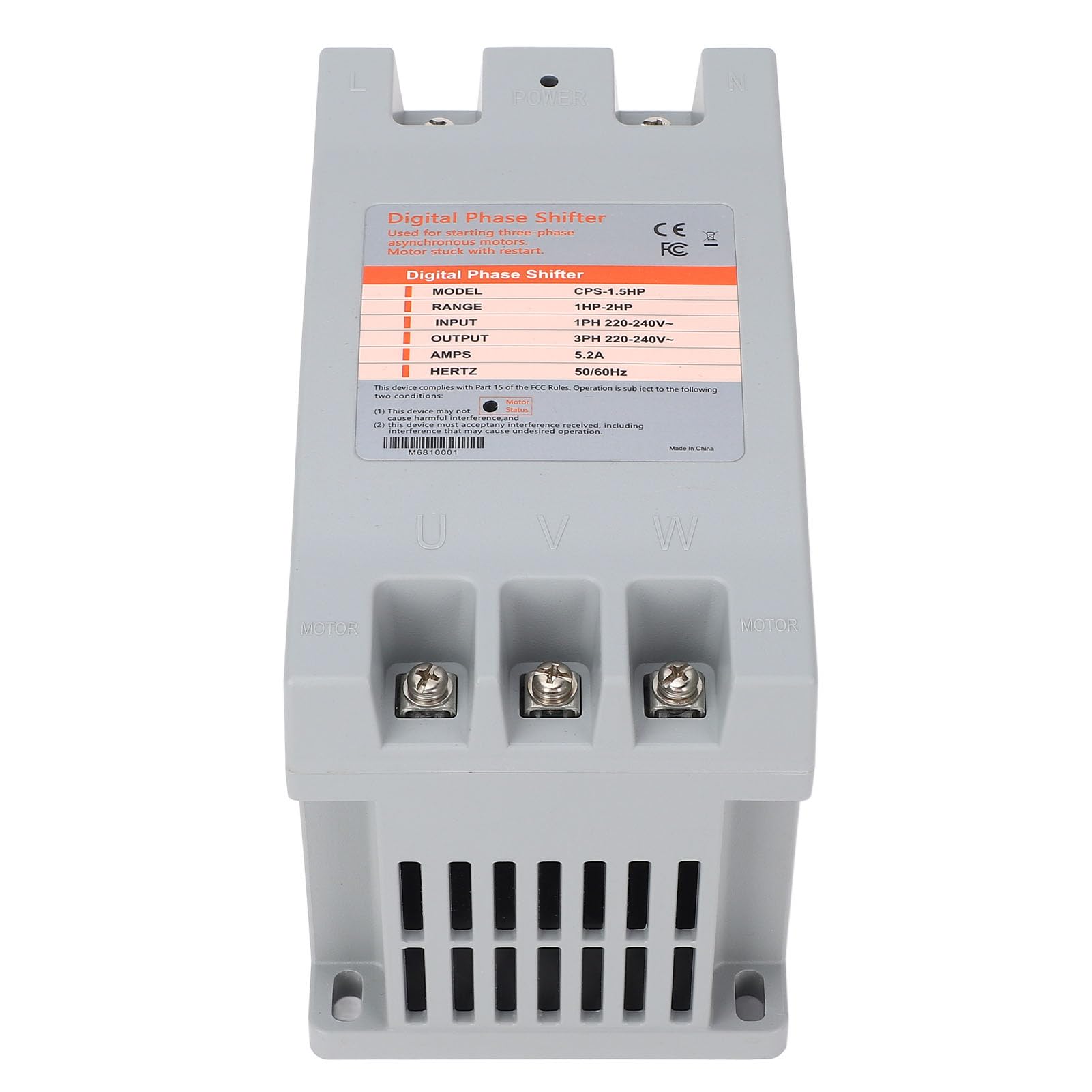 Generic Convertidor de Fase Digital 1.5, Convertidor de Potencia Monofásico a Trifásico para Maquinaria con Diseño Compacto, Conversión de Energía Eficiente para Uso Residencial y