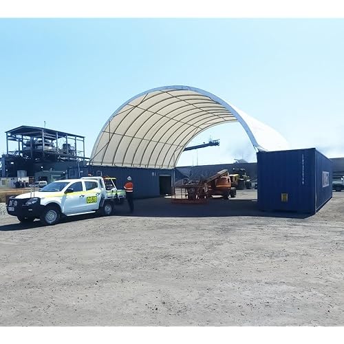 Mytee Products 40'(L) x 33'(W) Shipping Container Canopy Shelter - 21 Oz 610 GSM PVC White Cover Storage Container Roof with No End Walls - Water, Fire, Weather & UV Resistant