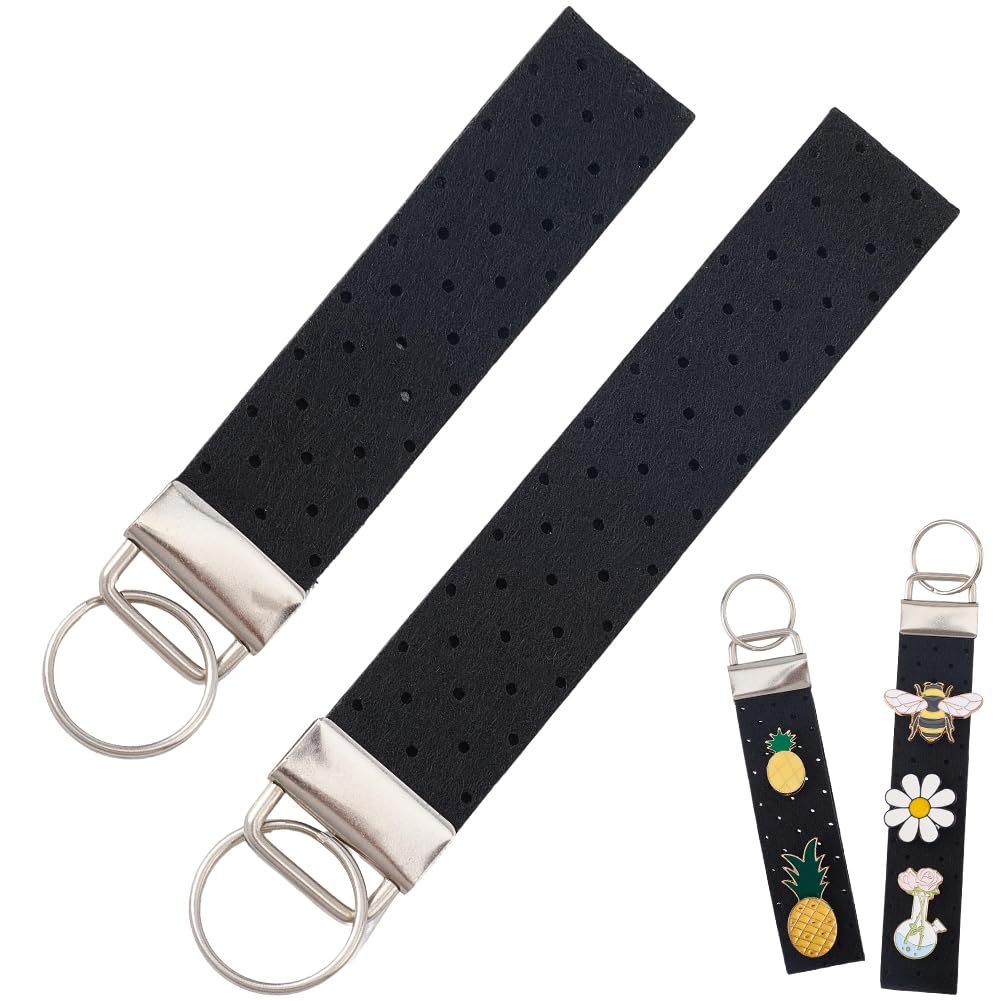 CRASPIRE 2Pcs Pin Display Keychain Black Displaying Enamel Pins Felt Rectangle Portable Key chain Zipper Pull Brooch Badge Holder Decoration Trading Backpack Bag Collector Gifts Park Jewelry Traveling