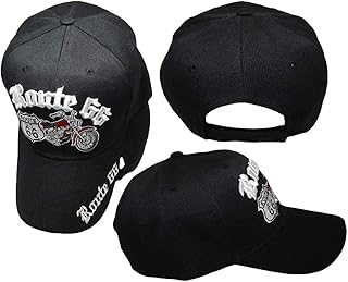 Route U.S. 66 Motorcycle Bike Black Premium Quality Embroidered Hat Cap