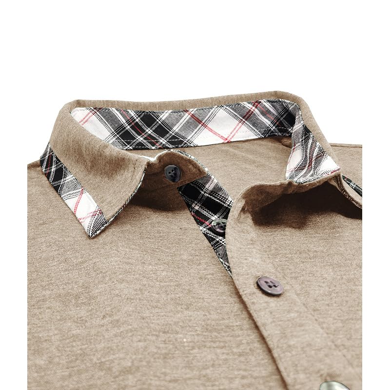 Aulemen Mens Long Sleeve Polo Shirts Casual Moisture Stylish Golf Tops Pocket miniatura 5