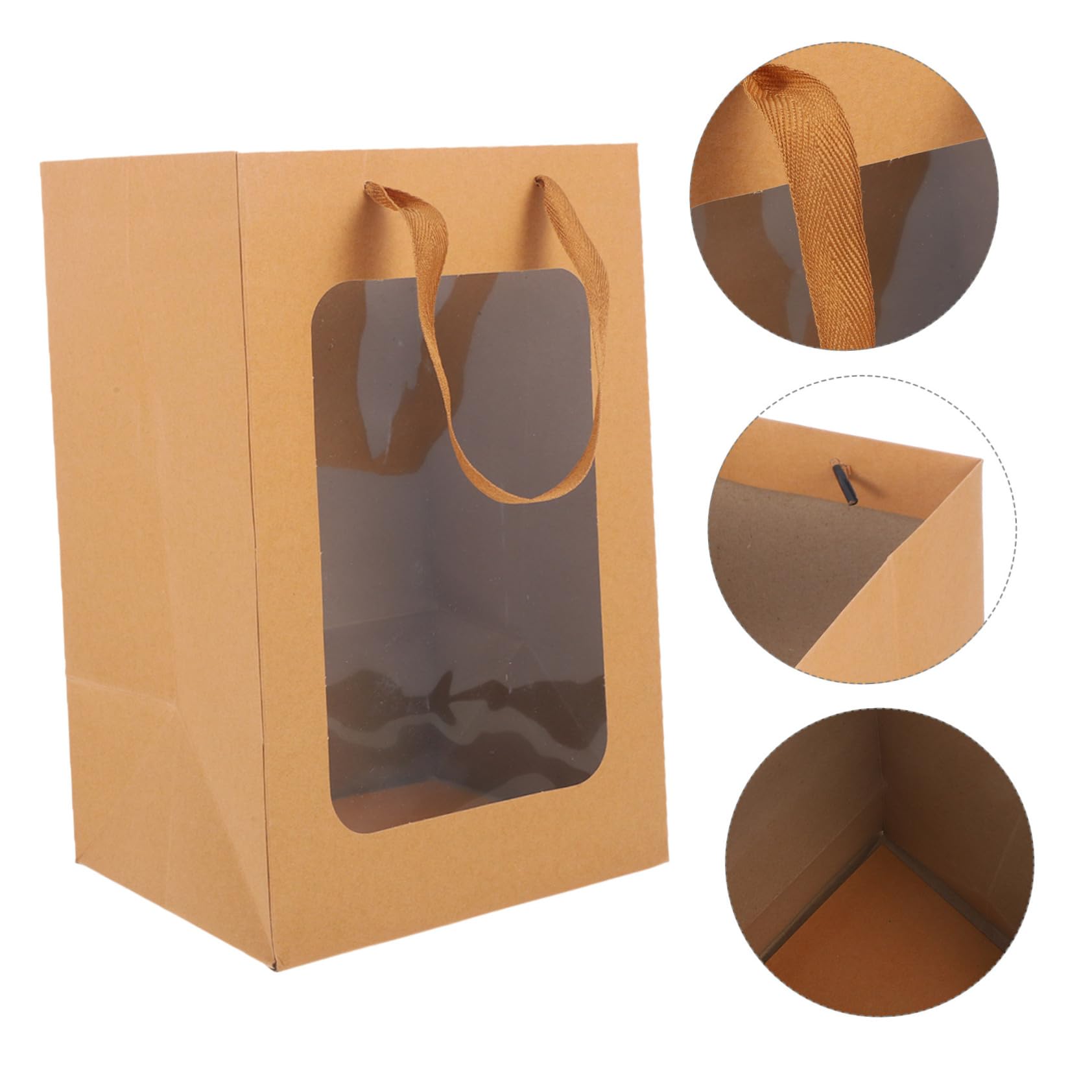 KOMBIUDA 10stücke Durchsichtige Geschenktüten mit Sichtfenster Papiertüten mit Henkeln Blumenstraußtüten Geschenkverpackungstüten Gastgeschenktüten für Partytüten und Mitgebseltüten
