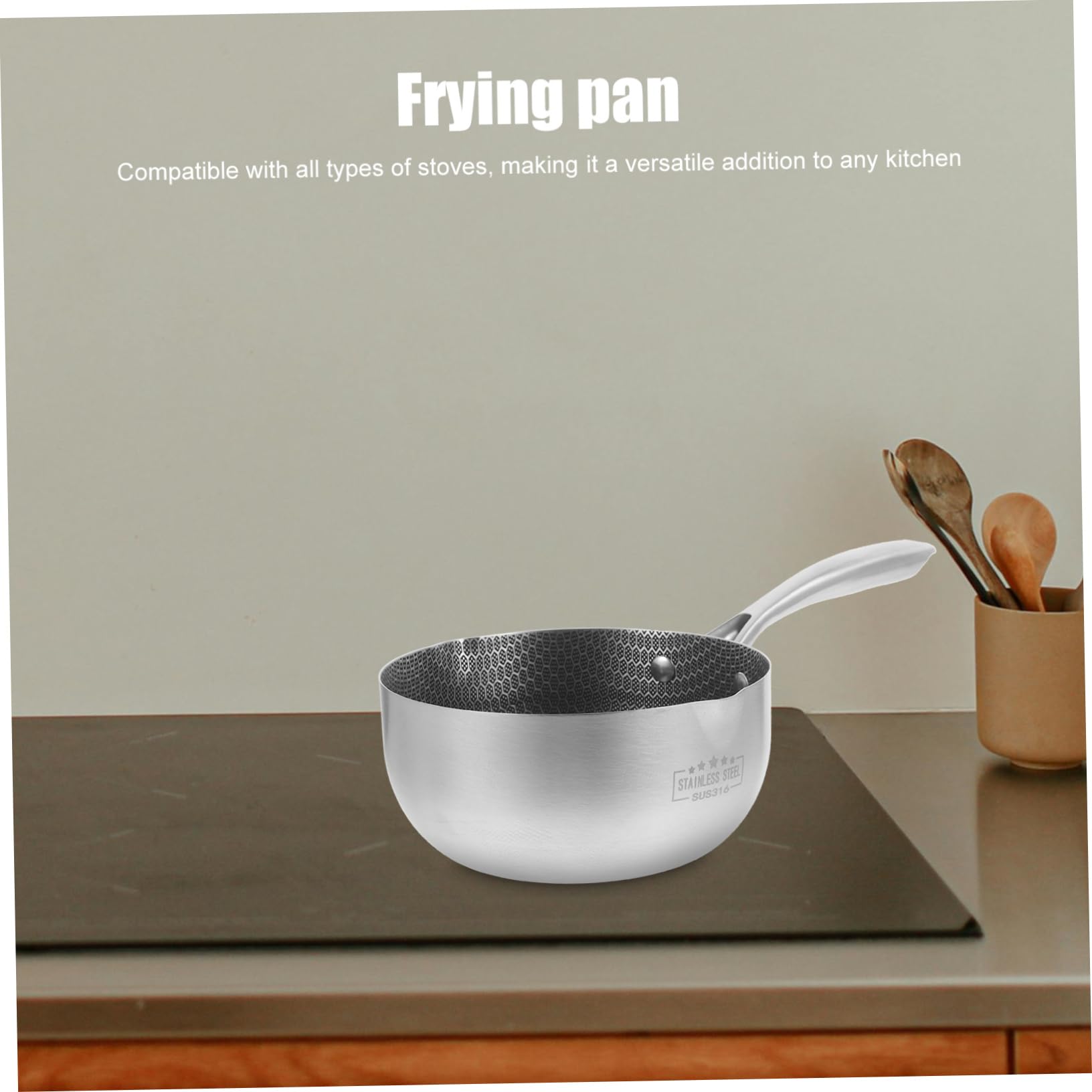 SOIMISS Sartén de Acero Inoxidable Superficie Antiadherente en Panal 20 Cm, Compatible Inducción, Cocina Diaria para Familias Pequeñas, Sartén Multifuncional sin Tapa