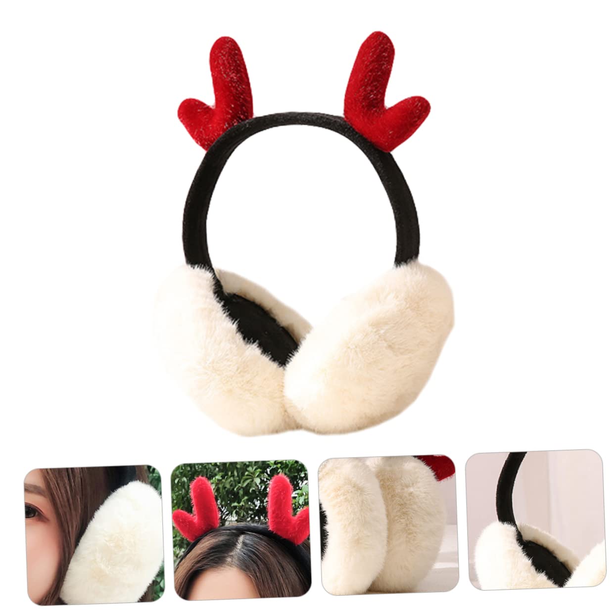 Homoyoyo Winter Earmuffs Women Cute Plush Ear Muffs Antler Design Girl Earcap Warm Ear Covers Fashion Accessory for Cold