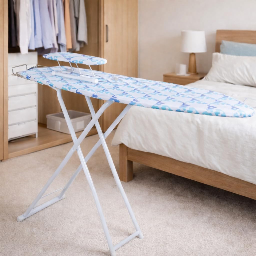 42 Inch Foldable Ironing Board,Full-Size Household Ironing Board,with Heat-Resistant Cover & Anti-Slip Feet