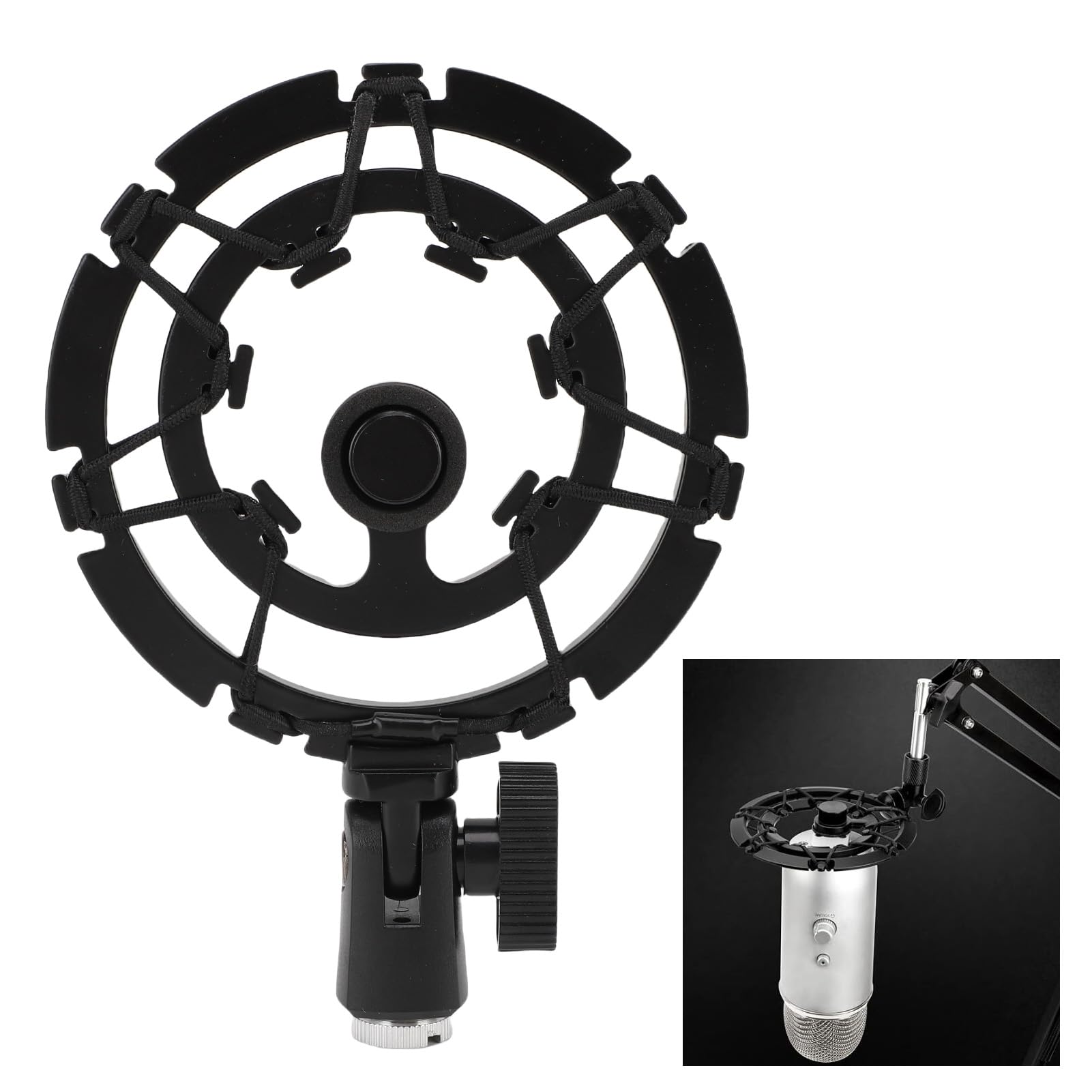 Microphone Shock Mount for Blue Microphone, Aluminum Alloy Anti Vibration Shockmount Replacement, Mic Clip Holder Mount Vibration Reduction Bracket