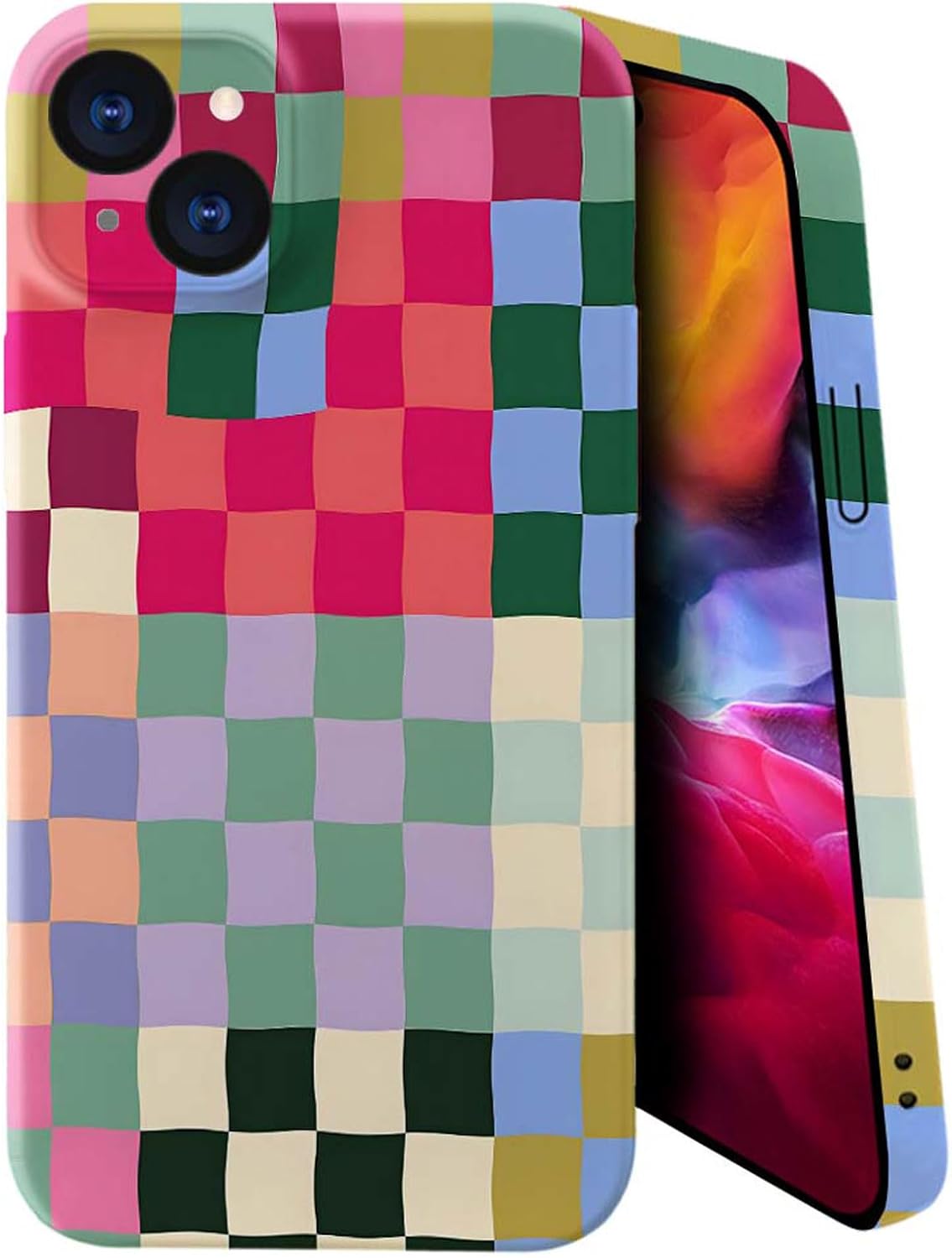 SEized Case Compatible with for iPhone 13 Colorful Checkerboard Phone Case 3D Soft Slim Drop Shockproof Case for Girl Women Phone Case for iPhone 13