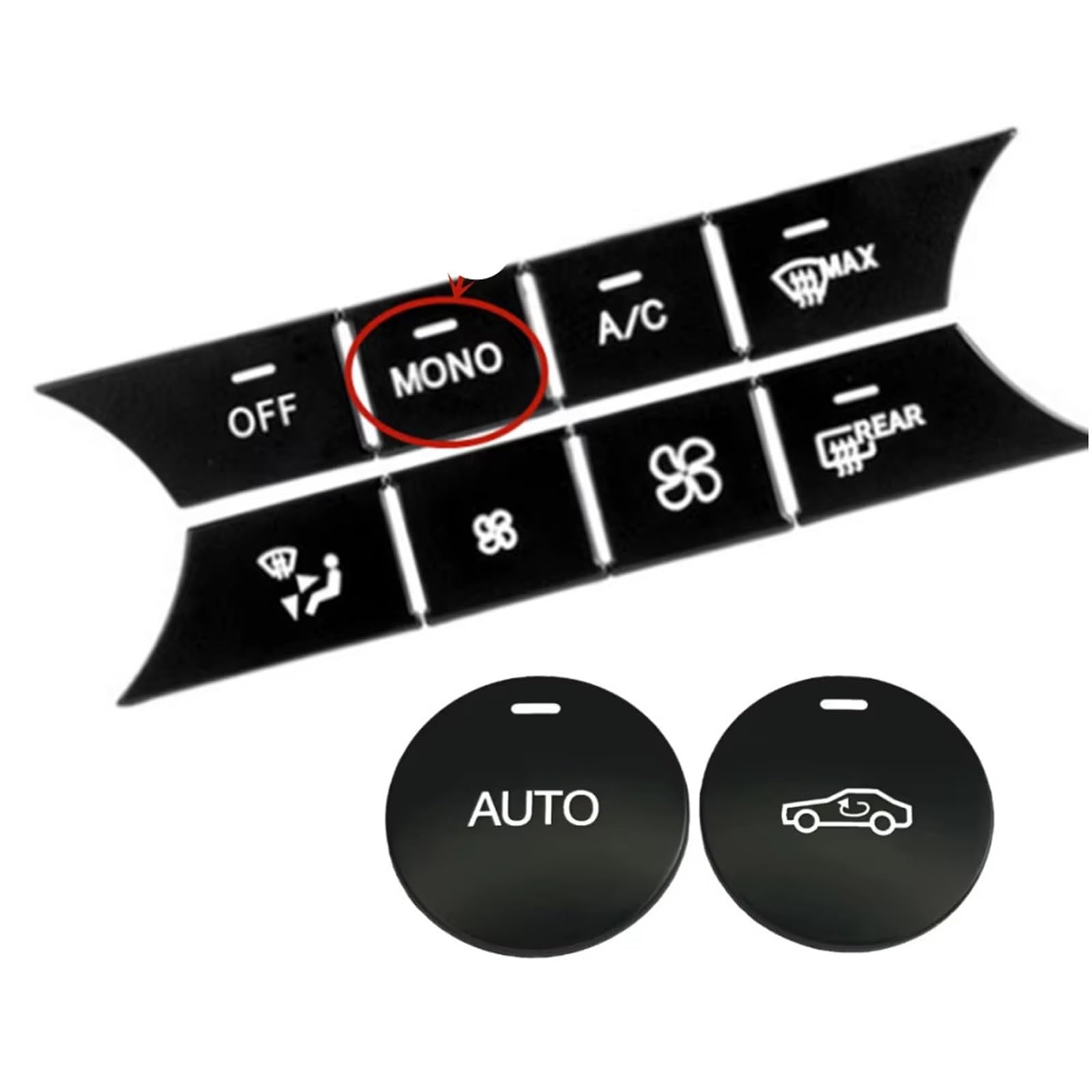 Decorative Stickers Compatible with Benz C E CLS GLK Class W204 W212 Car Center Console Air Conditioning Volume Buttons Glossy Sticker(Mono-Black)