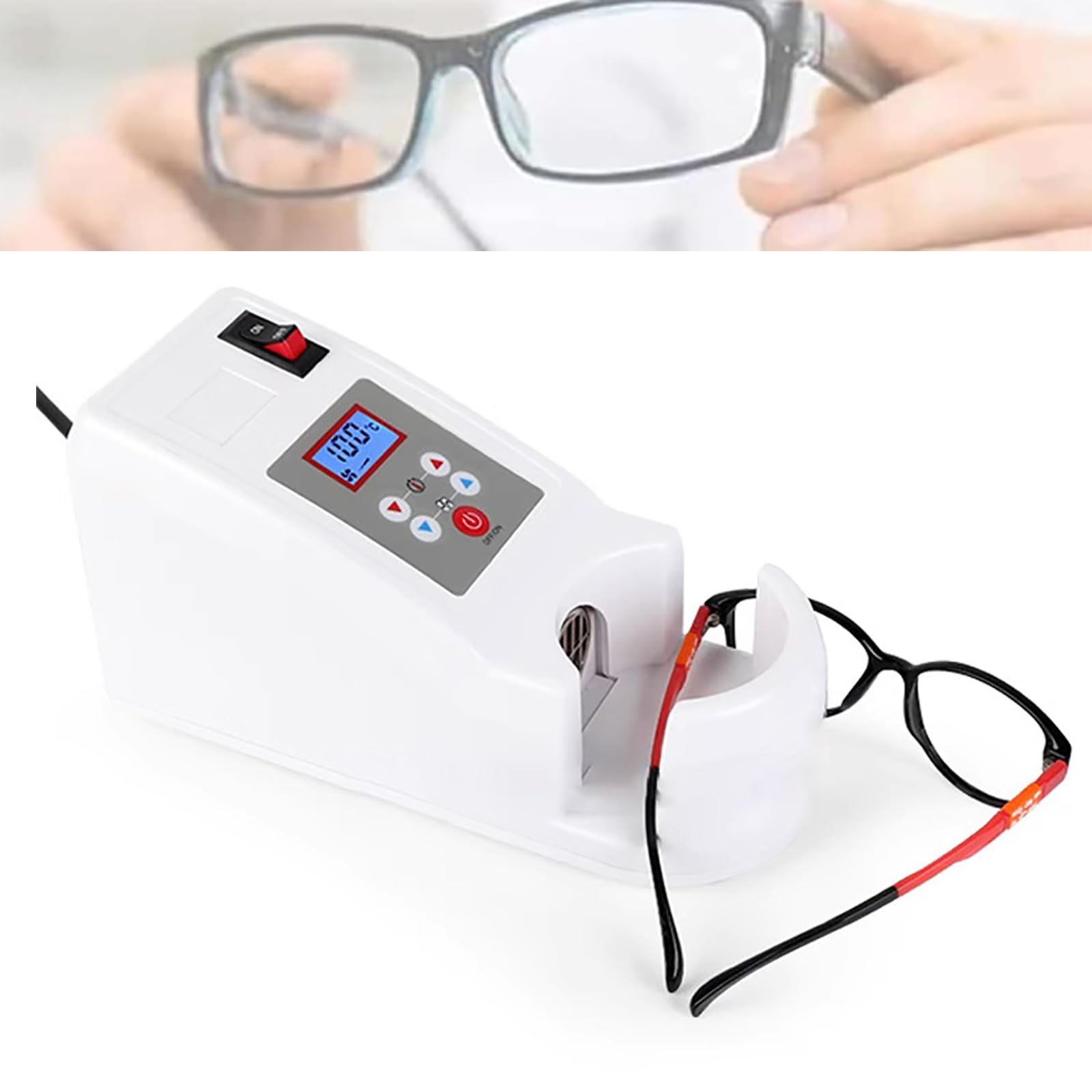 SICWEDIM Glasses Heating Equipment, Optical Eyeglasses Frame Warmer with LCD Screen, 80℃-160℃ Temperature Adjustable/ 6 Levels Wind Adjusted, for Eyeglasses Frame Processing Industries