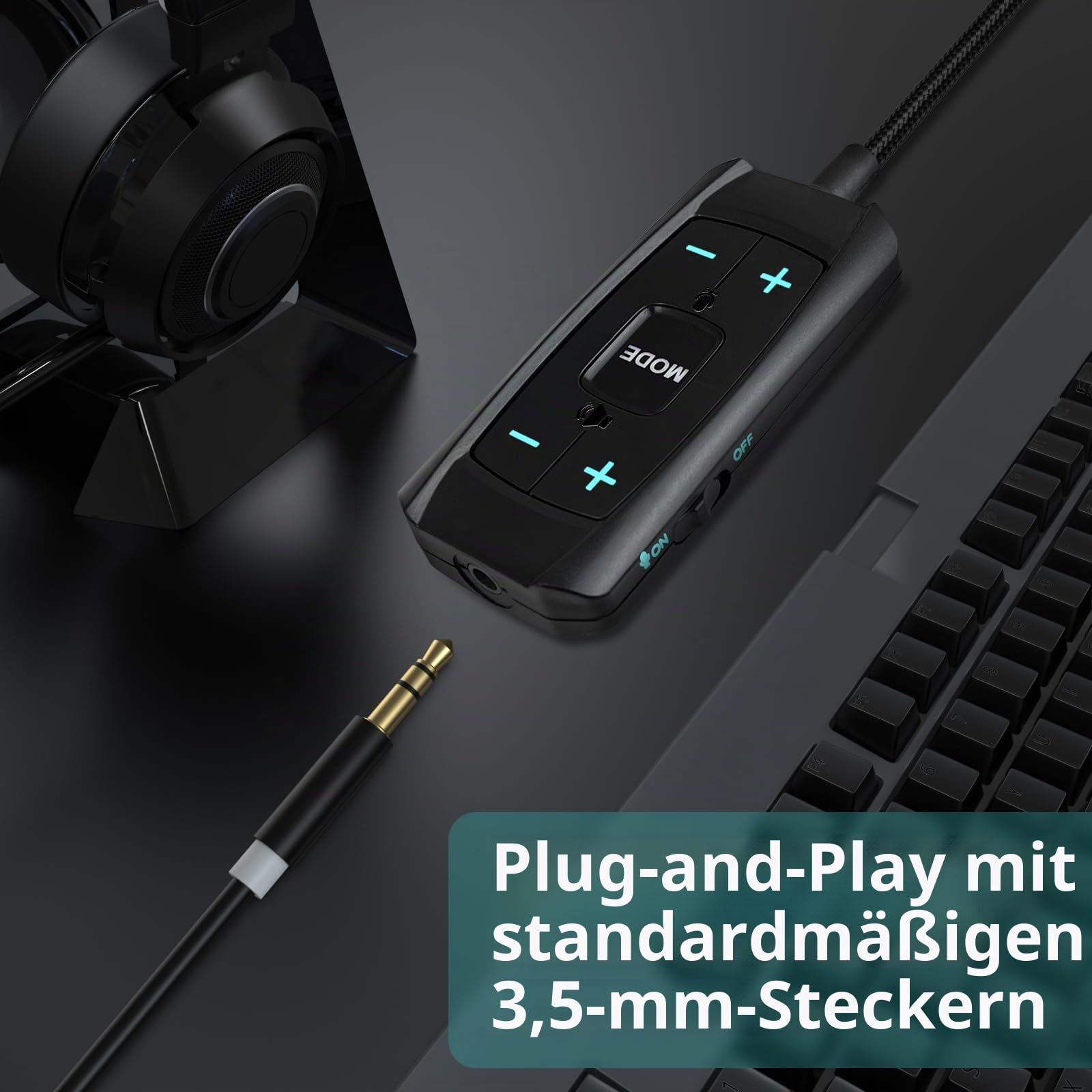 USB-Soundkarte, virtueller 7.1-Surround-Sound, USB auf 3,5-mm-Klinkenstecker, Audio-Adapterkabel, externe Soundkarte für PC, PS4, PS5, Mac, Headset und mehr