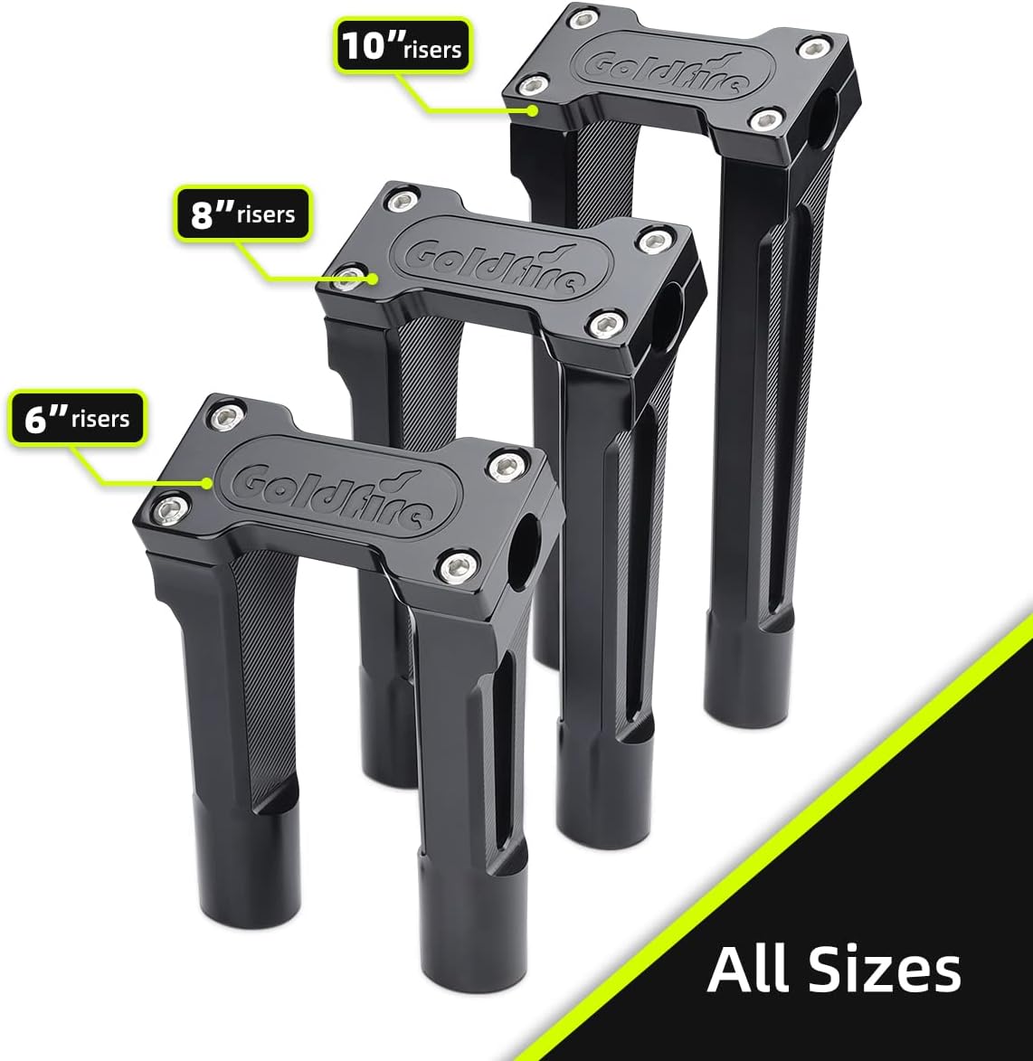 Motorcycle Handlebar Risers for H-D 1” Handlebar, Aluminium Pullback Challenger Risers with One Piece Top Clamp, Compatible with Hayley Sportster, Dyna, Softail (10 inch)