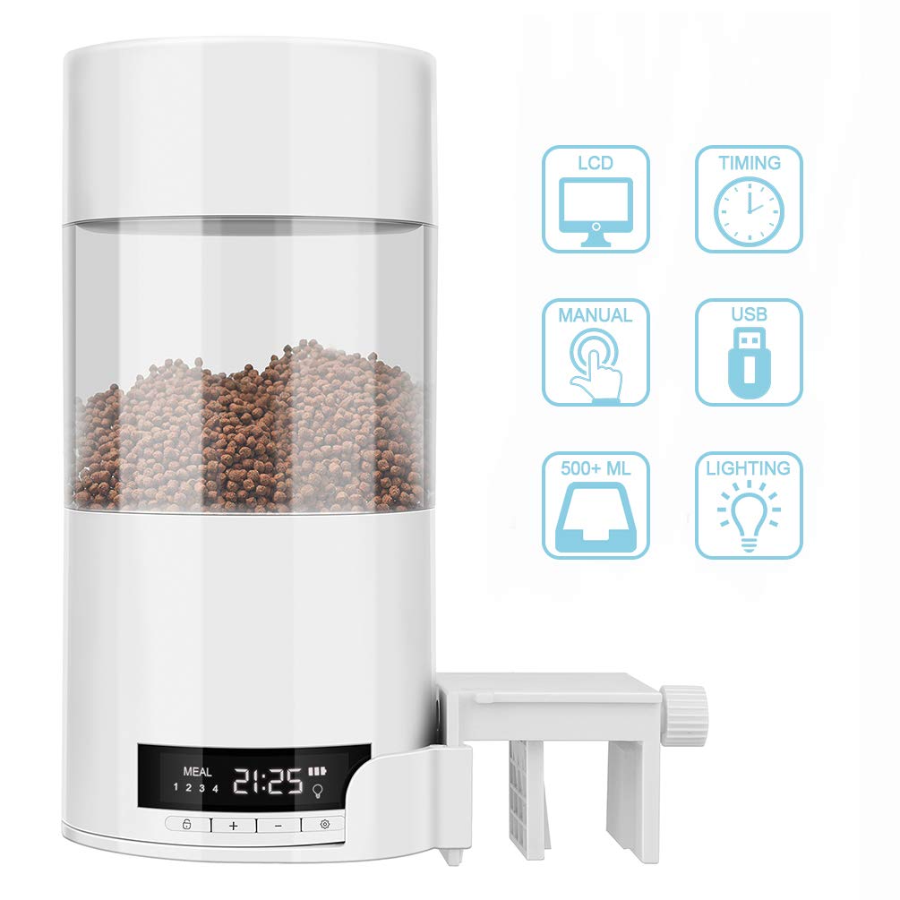 Comedero automático para acuario, alimento para peces, alimentador automático para acuario, capacidad de 500 ml, dispensador automático de alimentos para peces para acuario (A)