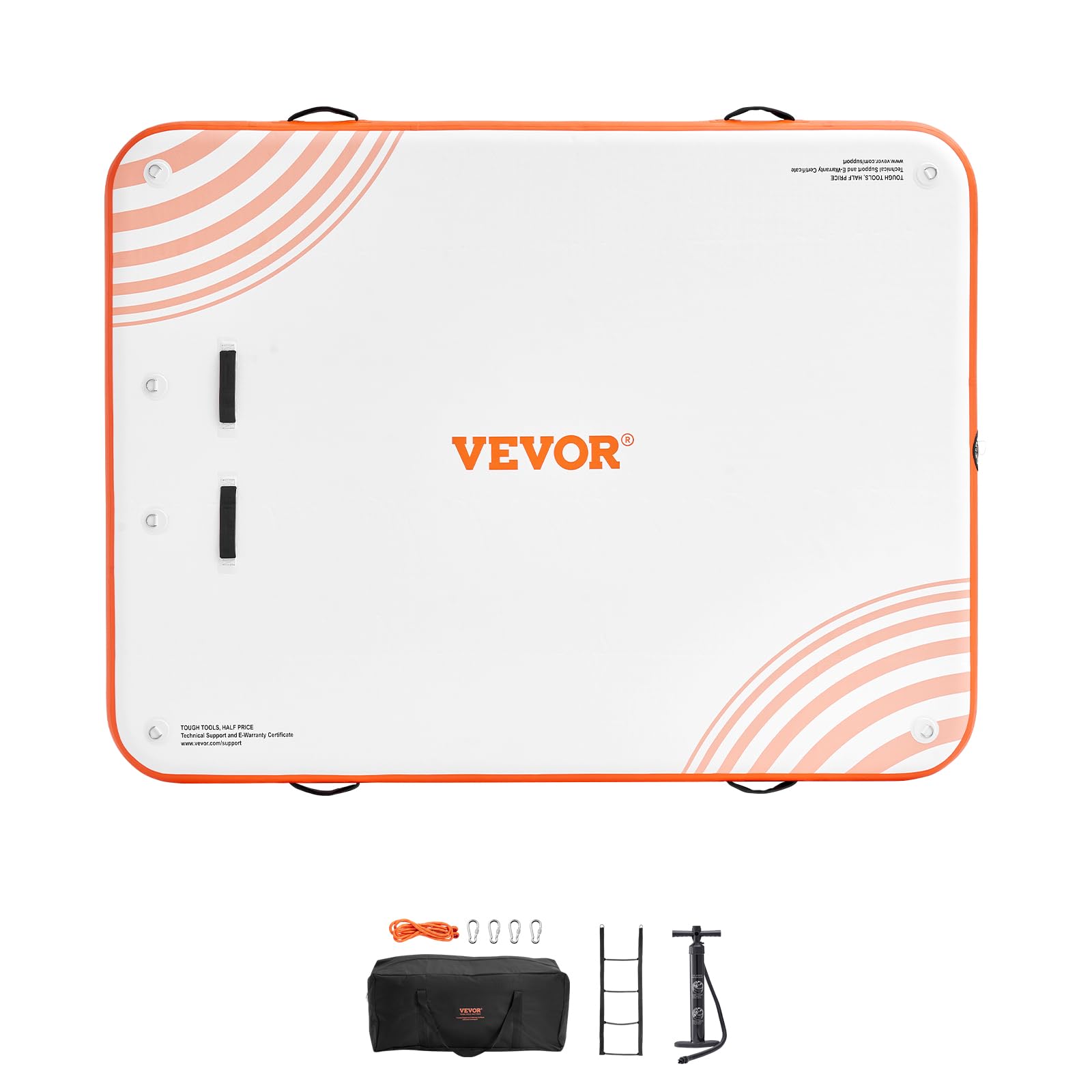 VEVOR Quai Flottant Gonflable, Plateforme de Quai Gonflable, Tapis de Quai Flottant antidérapant avec échelle Amovible et Sac de Transport Portable, Plate-Forme Flottante pour océan, Piscine, Plage