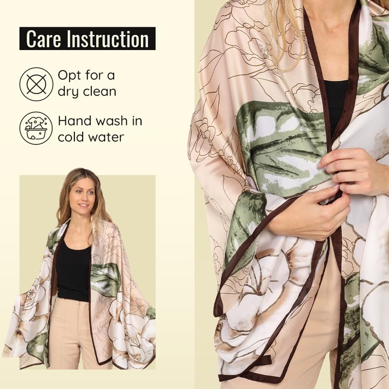 Image of Trillion London Spring Collection | Designer Silk Scarf For Women UK | Lightweight Neck Scarves | Shawl Wraps | Suitable for Daily Life | Smooth & Soft Finish | Gift for Women | Size-180cm x 90cm