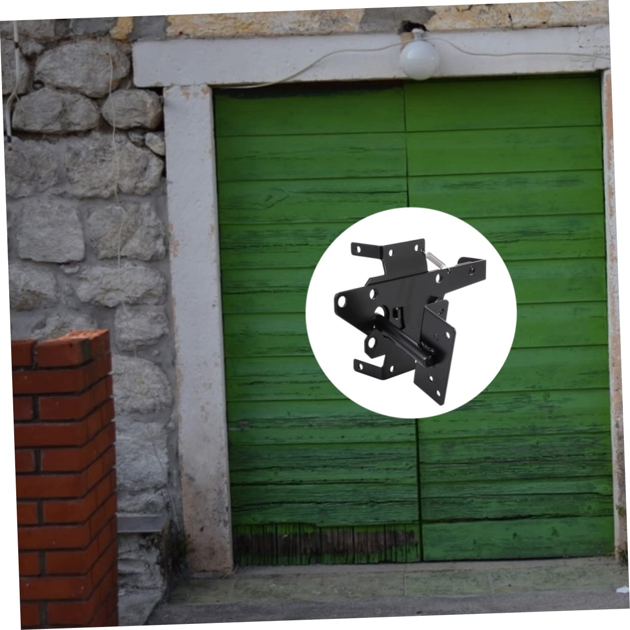 Loquet de Portail Autobloquant Noir en Fer et Acier Inoxydable