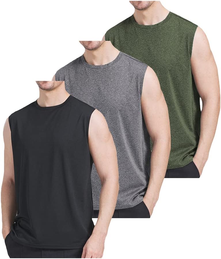 3 Pack Men's Workout Tank Top Dry Workout Sleeveless T-Shirt