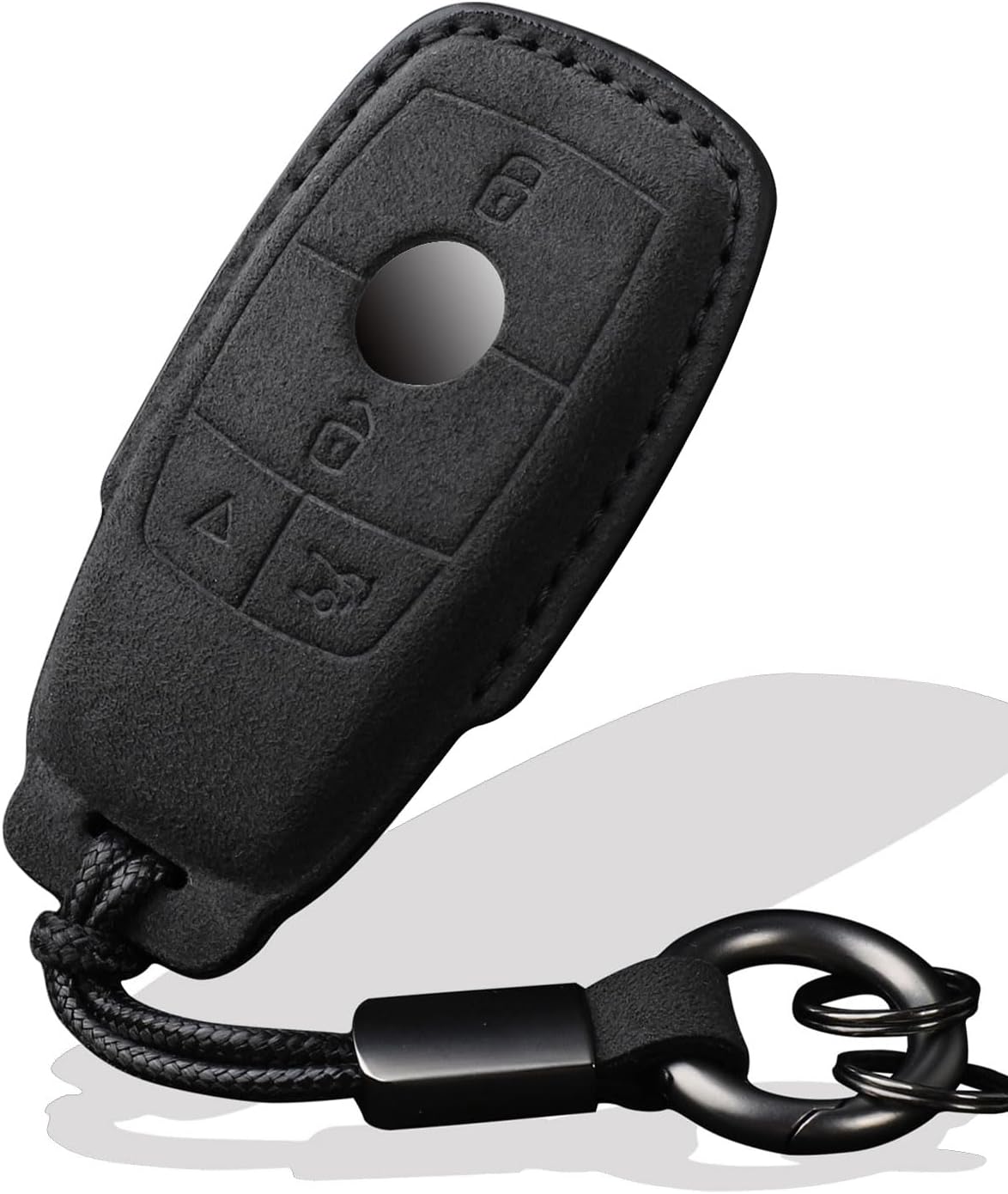 Key Fob Cover for Mercedes Benz 2017-2020 E-Class S-Class 2019-2021 A-Class C-Class G-Class C E S G GLA GLC GLS GL GLE GLS Key case Smart Button Keys Case Protector Suede (Black, Style B)