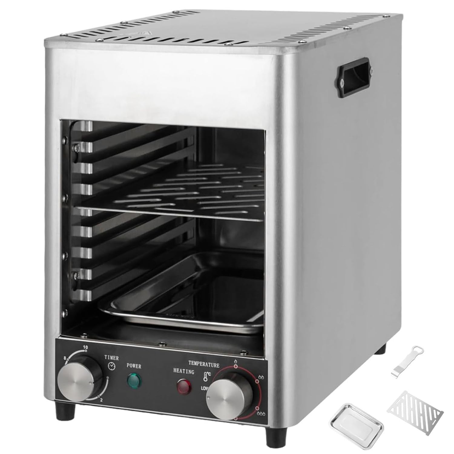 Griglia Elettrica per Bistecche da 1700 W, Griglia per Bistecche Commerciale per Interni, Tempo e Temperatura Regolabili, Temperatura Massima 800 °C, per Manzo, Pollo, Frutti di Mare, Verdure