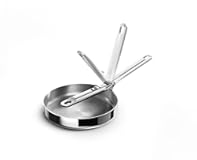 Joseph Joseph Space Steel 8" Stainless Steel Frying Pan Skillet with Folding Handle, Induction & Oven Safe
