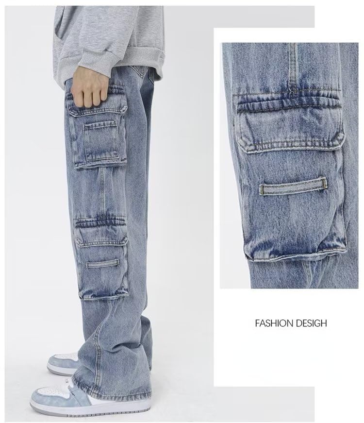 Baggy Jeans for Women Men Y2K Jeans with Flap Pocket Baggy Cargo Pants Grunge Parachute Pants Emo Alt 90s Streetwear3
