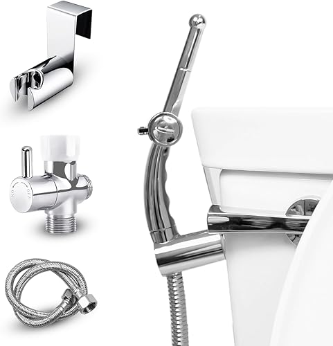 GenieBidet - Bidé blanco para instalar en el sanitario, Plateado