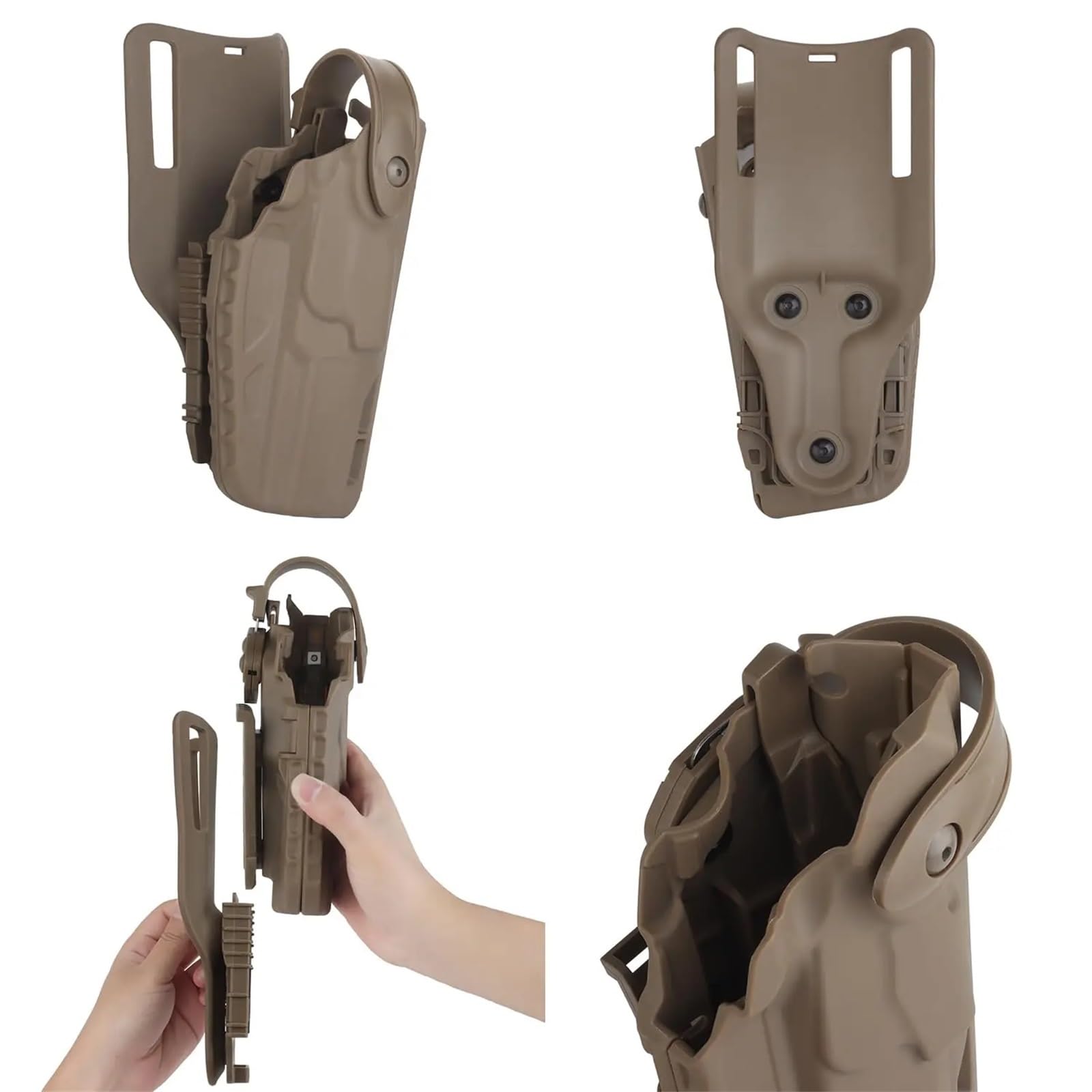 Holster Tactique Airsoft for droitier, avec système de dégagement Rapide QLS, Adaptateur de Jambe, Compatible avec Les modèles Glock 17, 19, 22, 23, 31 et 32