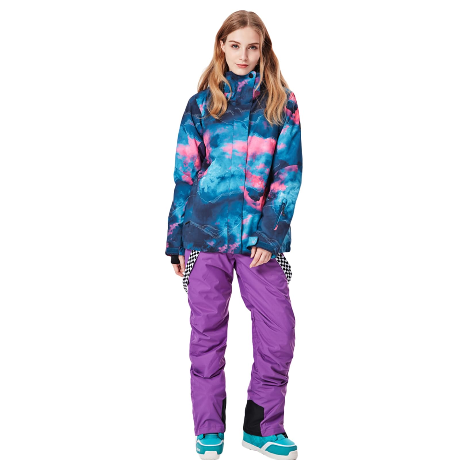 ALSOGO Abito da Sci Donna Snow Suit Antivento Impermeabile Giacche da Sci e Pantaloni Set per Lo Sci Snowboarding Arrampicata