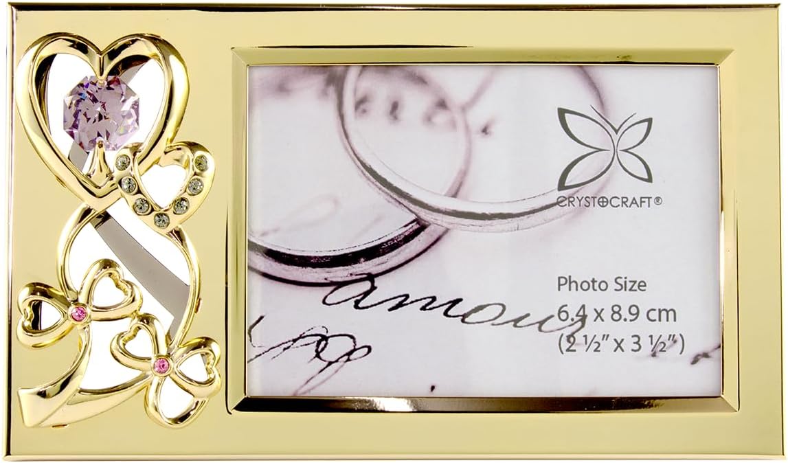 Crystocraft Baby Picture Frame, Cute Baby Duckling Metal Photo Frame with Austrian Crystal for Tabletop, Baby's Christmas Gift, Holiday Gifts, Baby Nursery Décor, 5.47x 3.22inch Frame